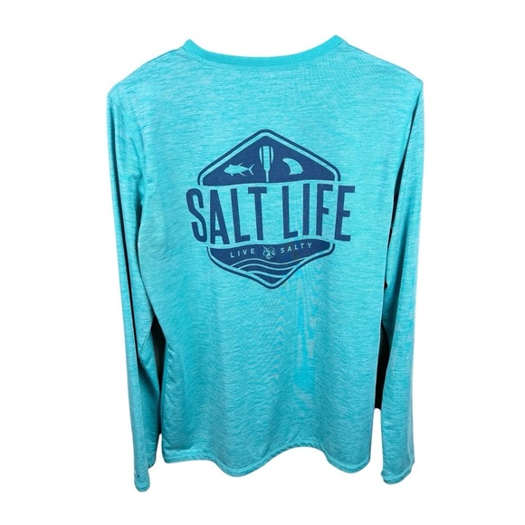 Salt Life Teal UV30 Sun Protection Long Sleeve Performance Tee - Picture 2 of 9